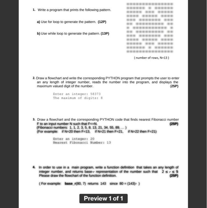 Solved 1. Write a program that prints the following pattern. | Chegg.com