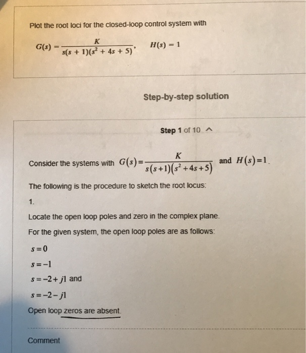 Solved when using the root locus method, one of the steps is | Chegg.com