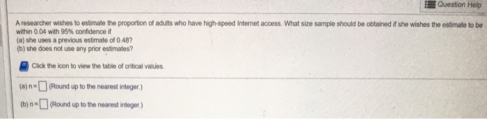 Solved Question Help A researcher wishes to estimate the | Chegg.com
