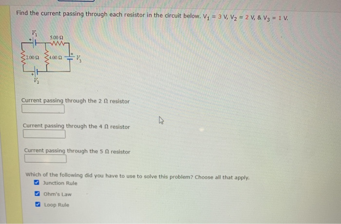 Solved Find the current passing through each resistor in the | Chegg.com