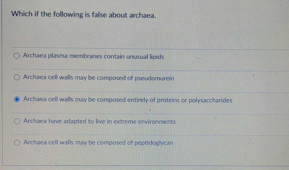 Solved Which if the following is false about archaea. O