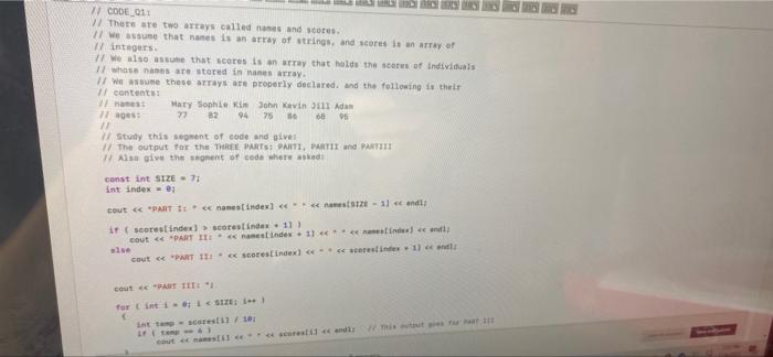 what is part I, part II , and part II all c++ | Chegg.com