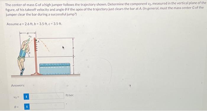 The center of mass G of a high jumper follows the | Chegg.com