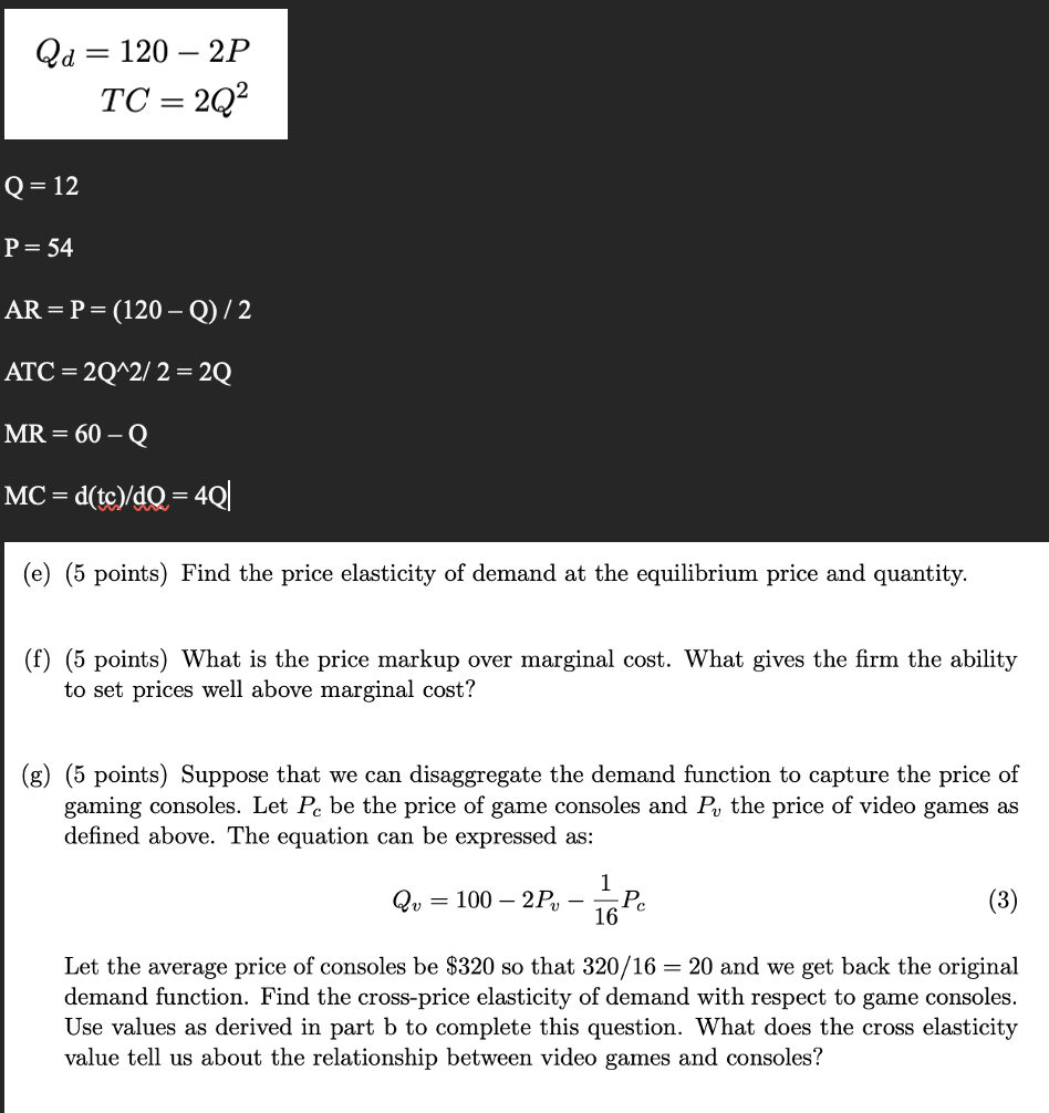 Solved E 5 ﻿points ﻿find The Price Elasticity Of Demand