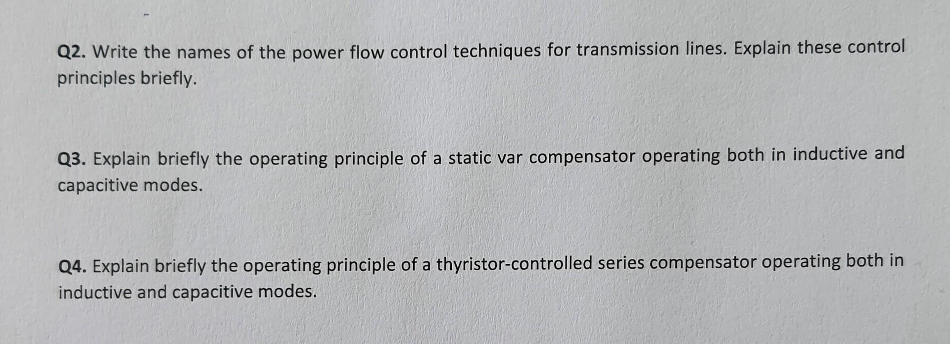Solved Q2. Write the names of the power flow control | Chegg.com