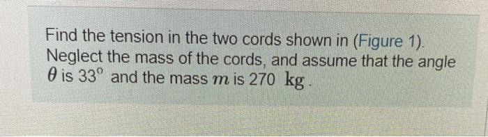 Solved Find the tension in the two cords shown in (Figure | Chegg.com