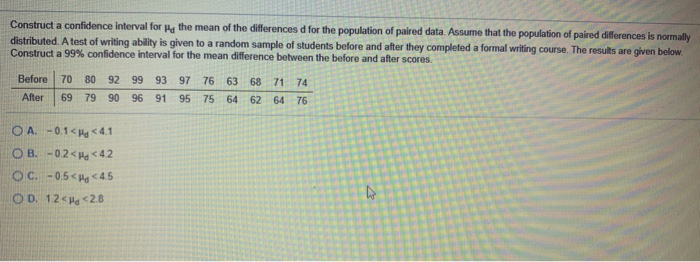 Solved Construct a confidence interval for the mean of the | Chegg.com