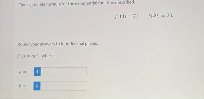 Solved Find a possible formula for the exponential function | Chegg.com