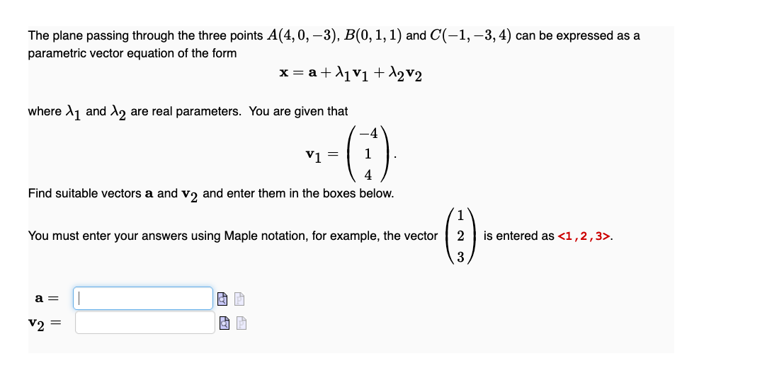 Solved The plane passing through the three points | Chegg.com
