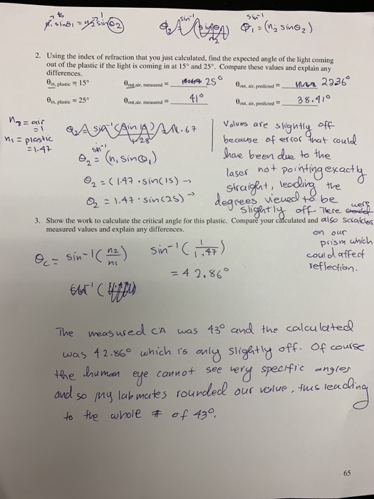 Refraction Lab Just CONCLUSION of findings, as well