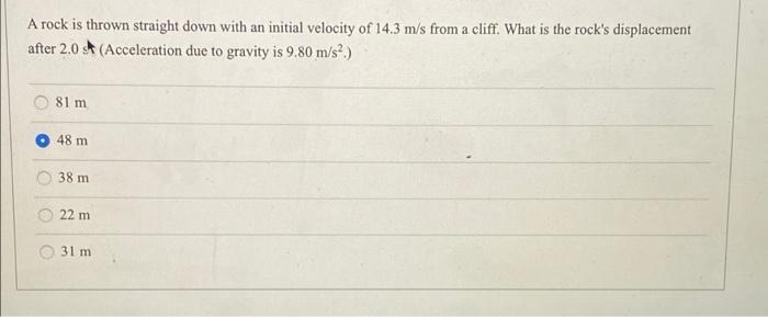 Solved A rock is thrown straight down with an initial | Chegg.com