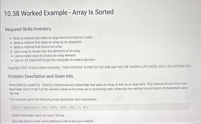 Solved Required Skills Inventory - Write a method that takes | Chegg.com