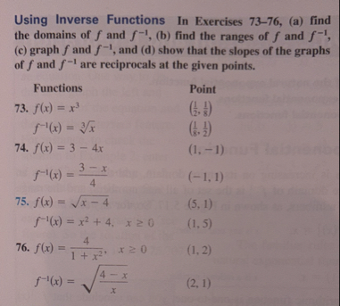 Solved Using Inverse Functions In Exercises 73-76, (a) ﻿find | Chegg.com