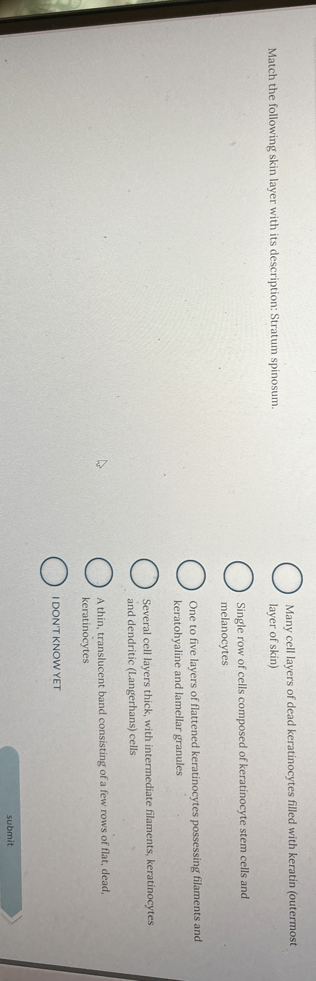 [Solved] Match the following skin layer with its descriptio