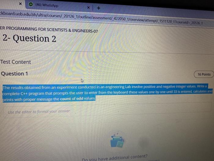 Solved The results obtained from an experiment conducted in | Chegg.com
