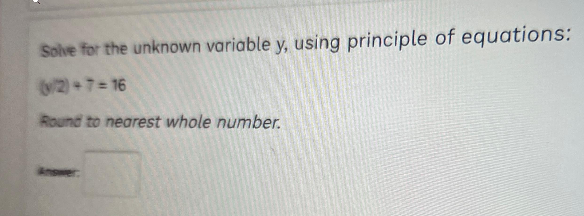 Solved Solve for the unknown variable y, ﻿using principle of | Chegg.com