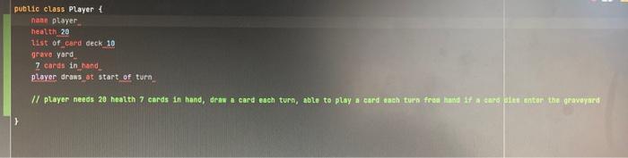 Solved pubtic class player 1 hatu ptayer. heal th 28 1ist of | Chegg.com