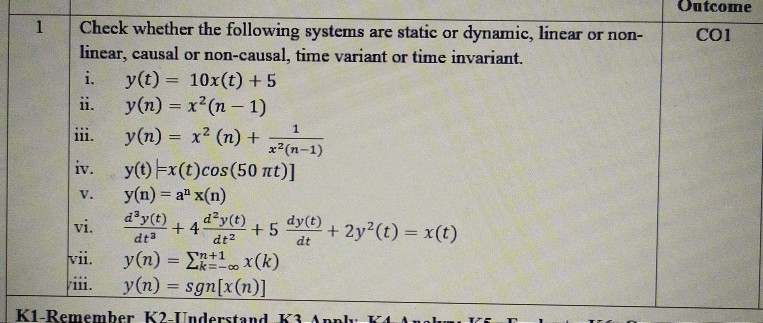 Solved Outcome Co1 1 1 Check Whether The Following Systems Chegg Com