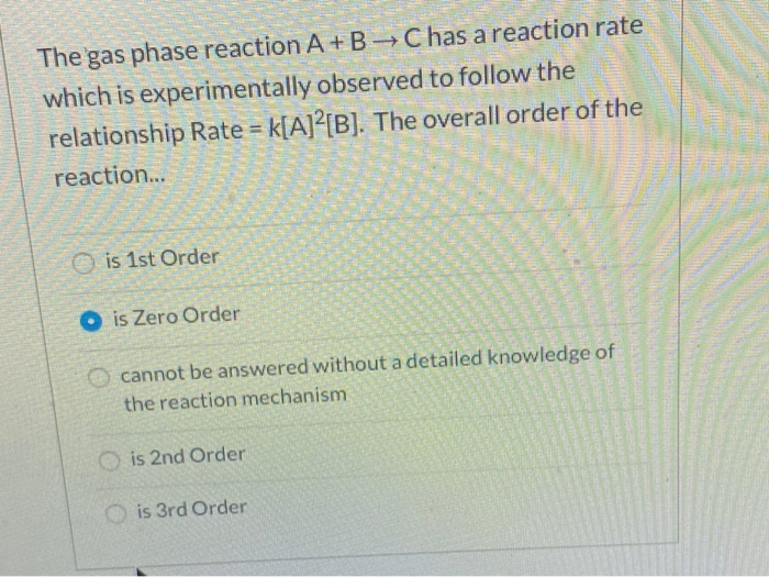 Solved The Gas Phase Reaction A+B+C Has A Reaction Rate | Chegg.com