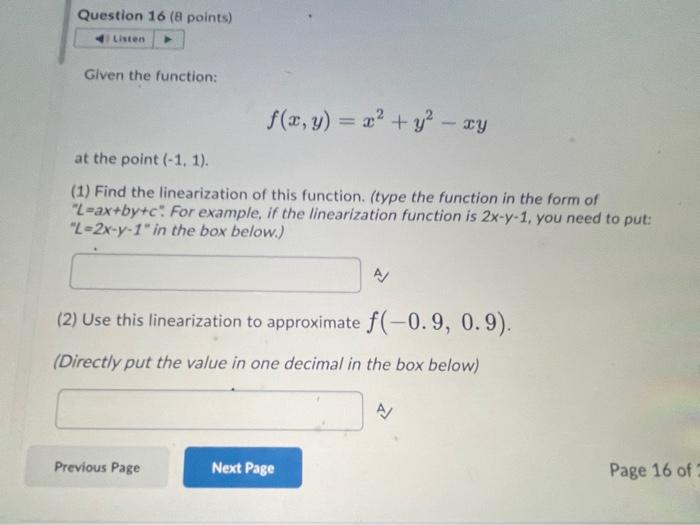 Solved Given The Function: F(x,y)=x2+y2−xy At The Point | Chegg.com