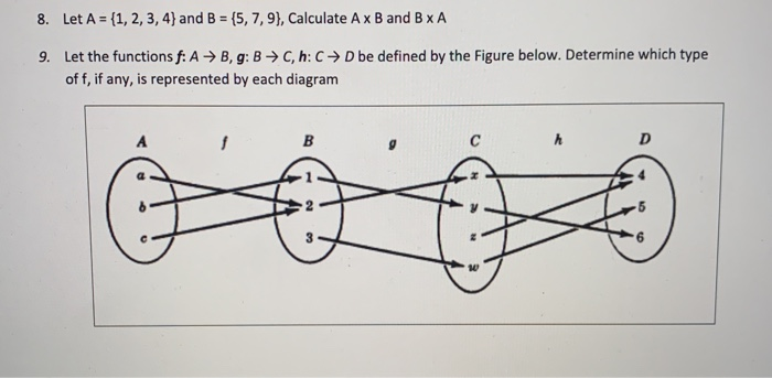 Solved 8. Let A = {1, 2, 3, 4) and B = {5,7,9), Calculate A | Chegg.com