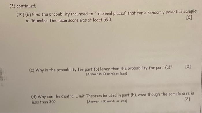 Solved (2) continued (*) (b) Find the probability (rounded | Chegg.com