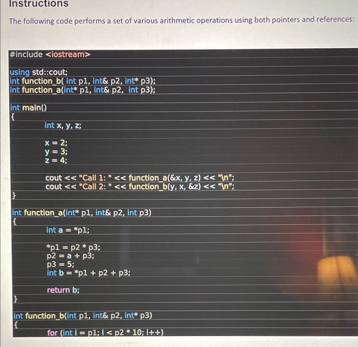 Solved The Following Code Performs A Set Of Various | Chegg.com