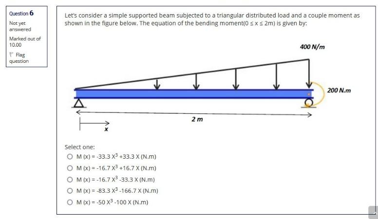 Solved Question 6 Let's consider a simple supported beam | Chegg.com
