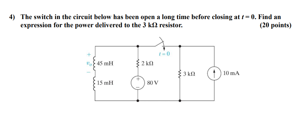 Solved The switch in the circuit below has been open a long | Chegg.com