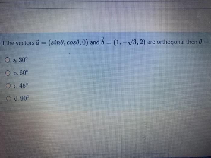 Solved If the vectors a = (sine, cos0, 0) and 5 = (1, -3,2) | Chegg.com