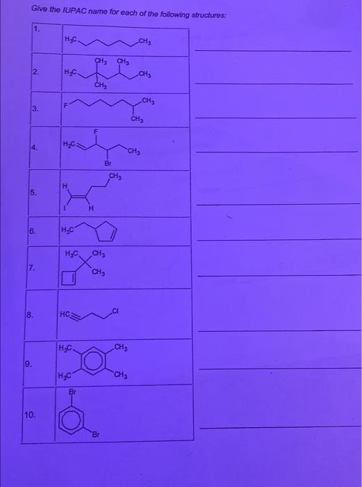 Solved Give The Iupac Name For Each Of The Following 6460