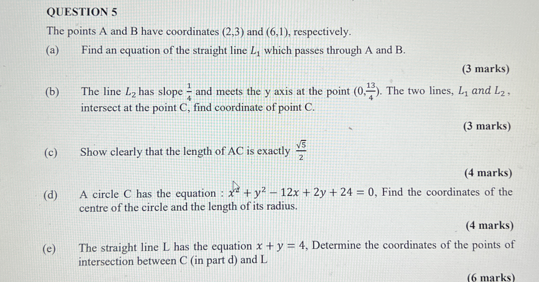 Solved QUESTION 5The points A and B have coordinates (2,3) | Chegg.com