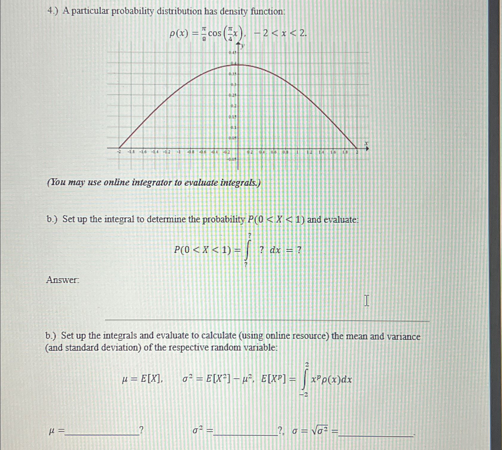 Solved 4.) ﻿A particular probability distribution has | Chegg.com