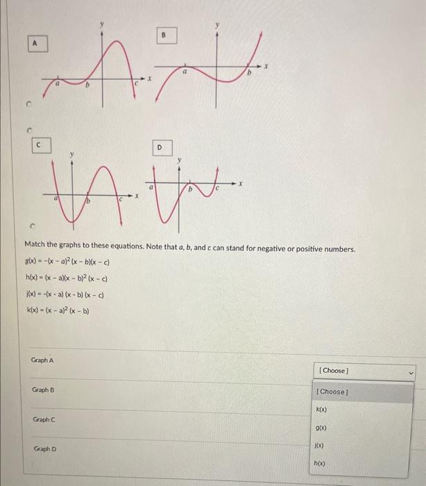 Solved match the graphs to the equations using the drop down | Chegg.com