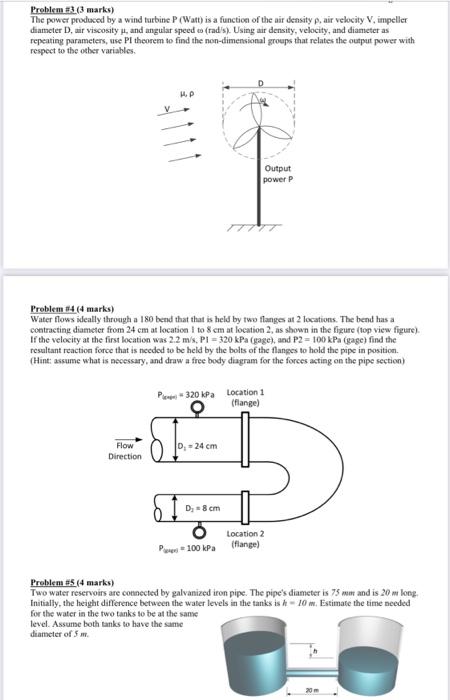 Solved Problem (3 marks) The power produced by a wind | Chegg.com