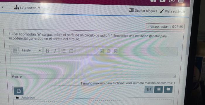 1.- Se acomodan \( n \) cargas sobre el perfil de un circulo de radio r. Encuentre una ecuación general para el potenci