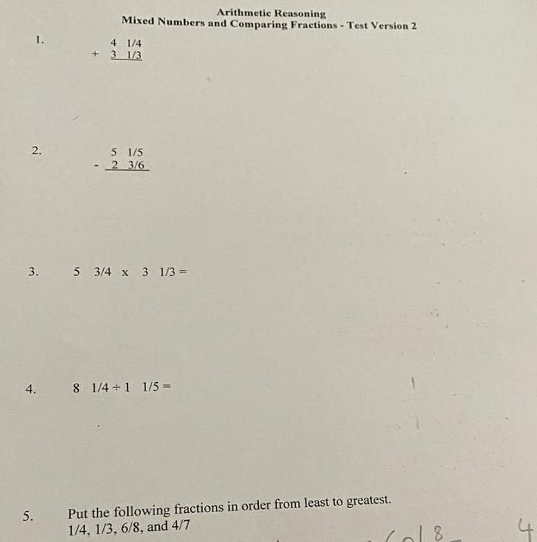 Solved Arithmetic Reasoning Mixed Numbers and Comparing