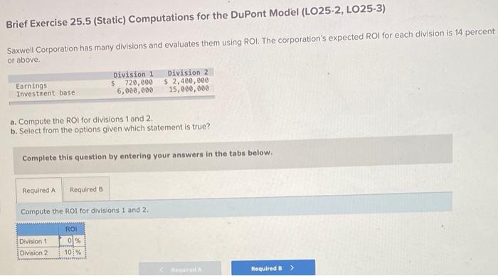 Solved Brief Exercise 25.5 (Static) Computations for the | Chegg.com