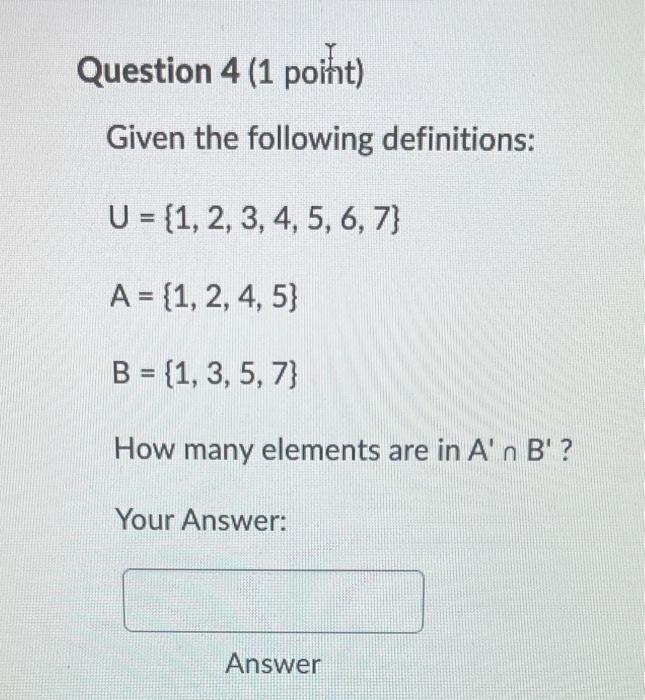 Solved Given The Following Definitions: | Chegg.com