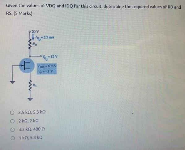 Solved Given the values of VDQ and IDQ for this circuit, | Chegg.com