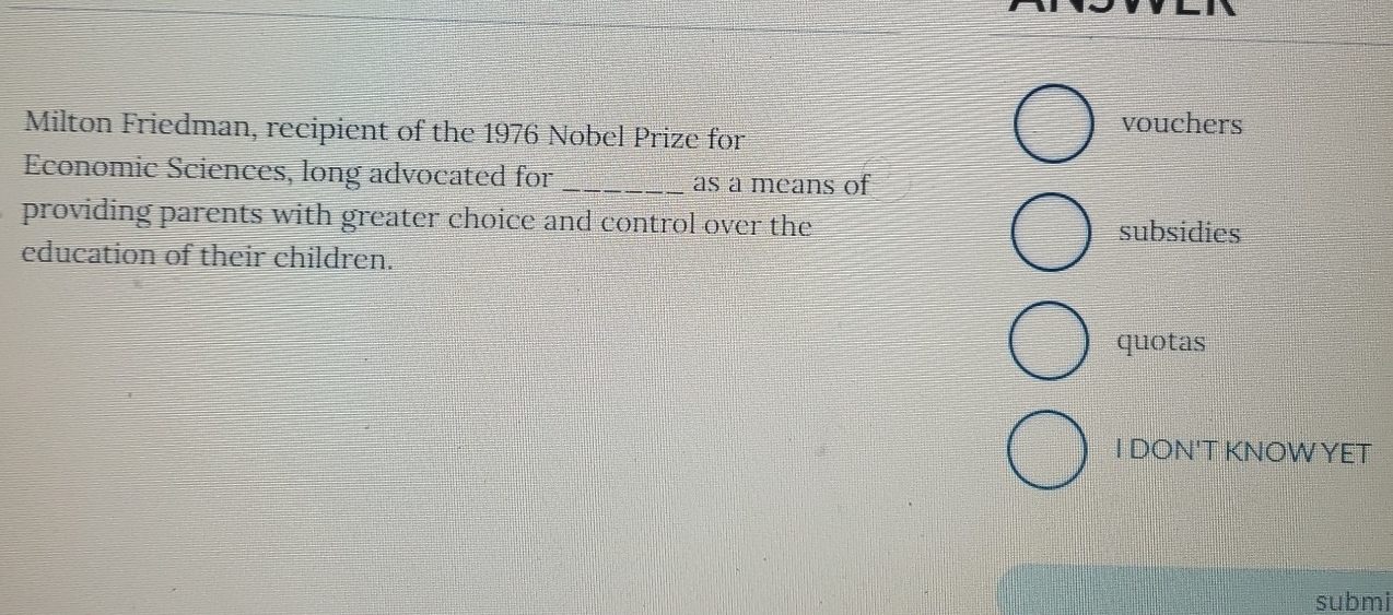 Solved Milton Friedman, Recipient Of The 1976 ﻿Nobel Prize | Chegg.com