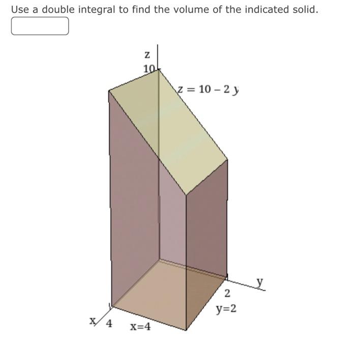Solved Use a double integral to find the volume of the | Chegg.com