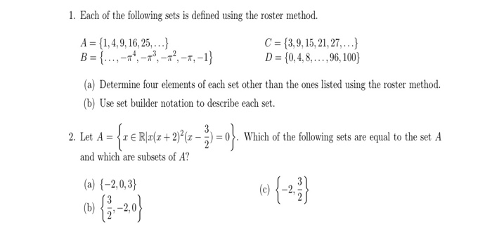 Solved 1. Each of the following sets is defined using the | Chegg.com