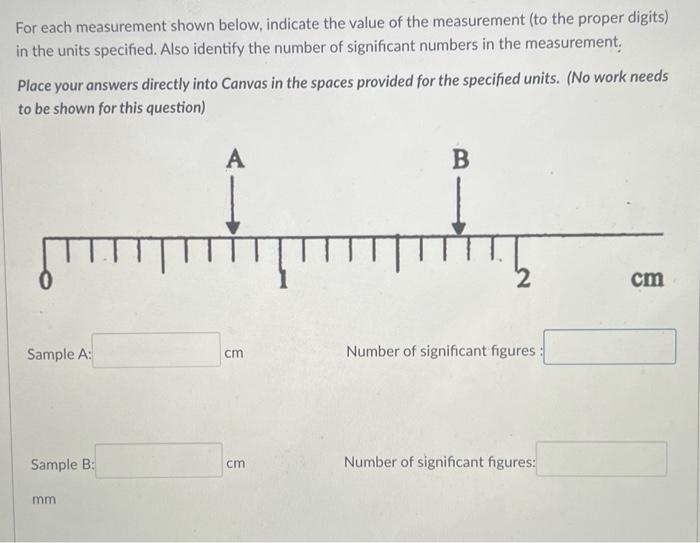 Solved For each measurement shown below, indicate the value | Chegg.com