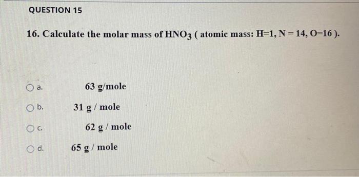 Solved Question 13 10 Calculate The Molar Mass Of Naoh Chegg Com