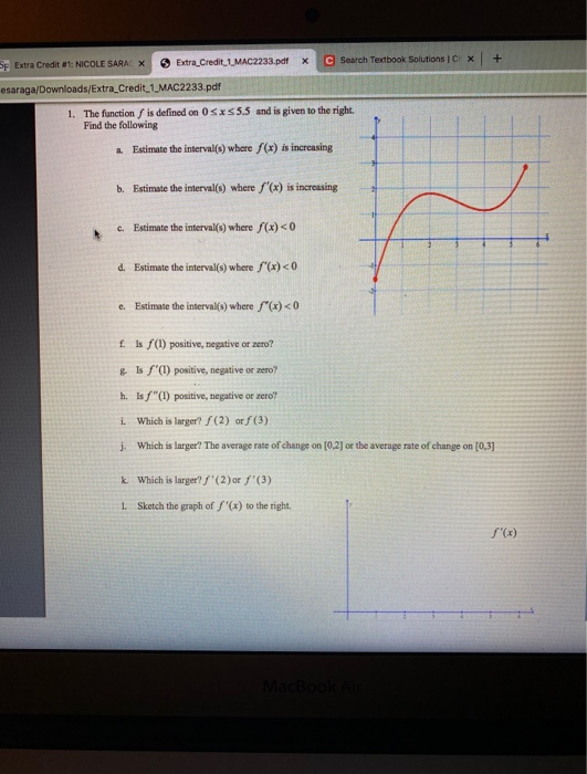Solved X * Extra Credit 1 MAC2233.pdf SF Extra Credit #1: | Chegg.com