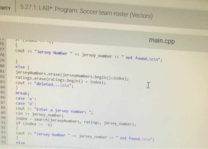 Program: Soccer team roster (Vectors)This program will store roster and rating information for a...-4