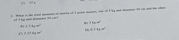 moment of inertia of 2 point masses