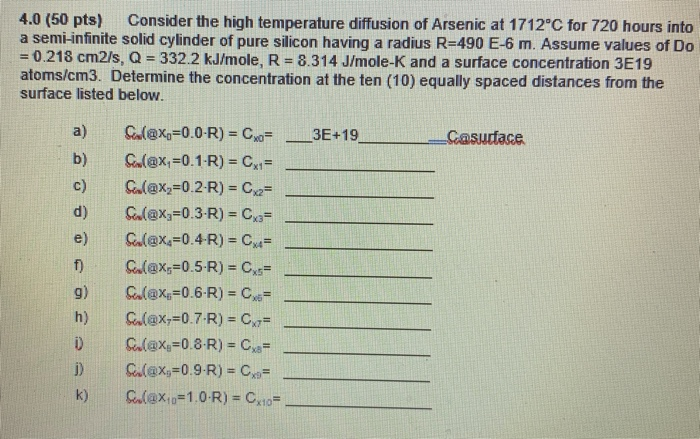 Solved 4 0 50 Pts Consider The High Temperature Diffusi Chegg Com