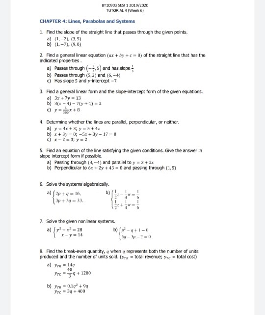 Solved AT10903 SESI 1 2019/2020 TUTORIAL 4 (Week 6) CHAPTER | Chegg.com